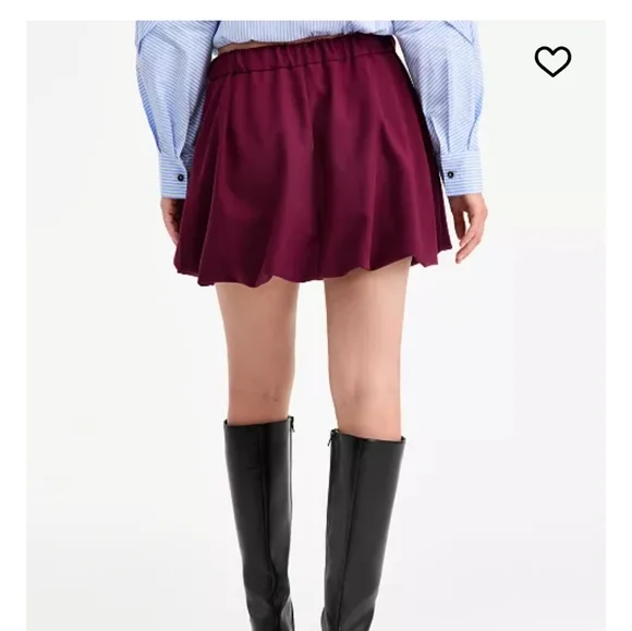 Bar III Women's Tie-Waist Bubble-Hem Mini Skirt, Women's Wine Pleated Mini Skirt - Picture 2 of 6